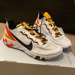 Nike React Element 55 - Size 13 - White / Bright Crimson / University Gold / Blk